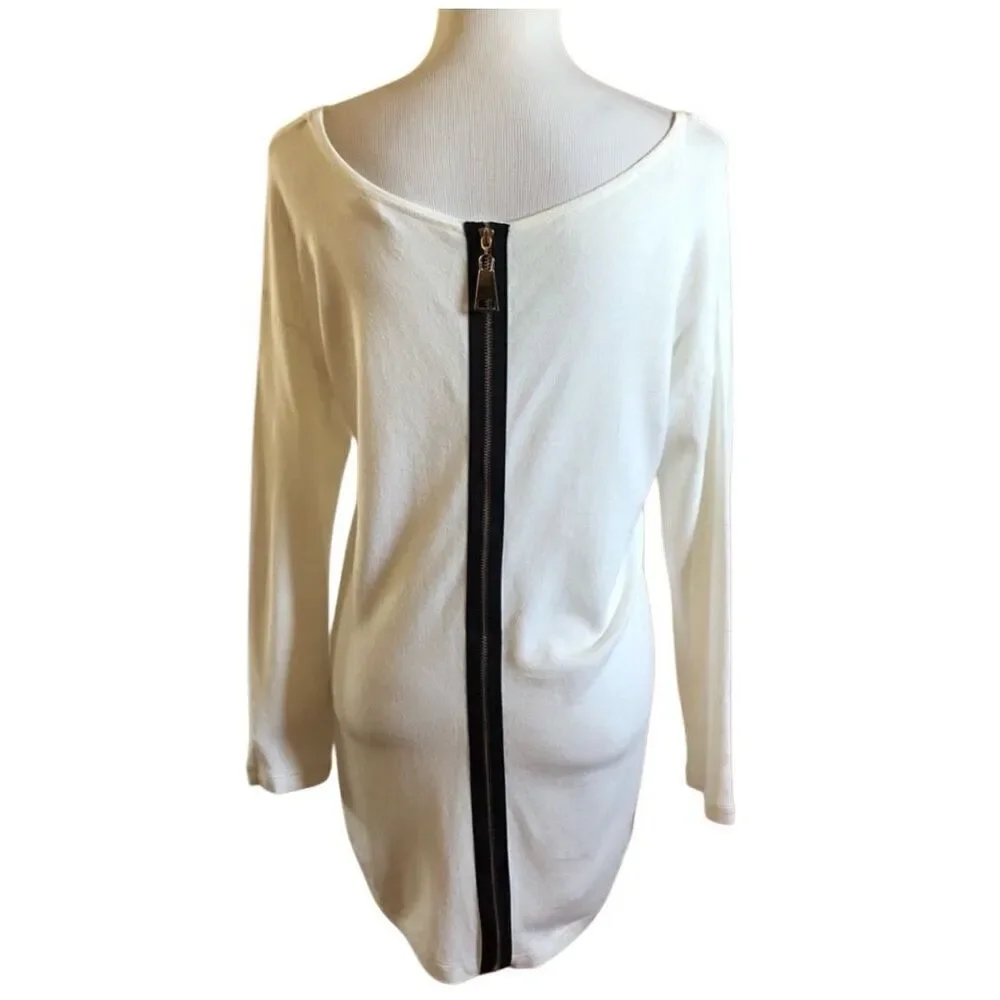 Soft Surroundings Marguiles Zip Back Tunic Sweater Top Ivory Size S